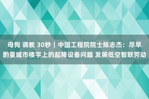 母狗 调教 30秒｜中国工程院院士陈志杰：尽早酌量城市楼宇上的起降设备问题 发展低空智联劳动