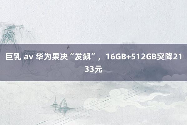 巨乳 av 华为果决“发飙”，16GB+512GB突降2133元