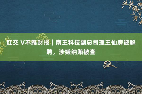 肛交 V不雅财报｜南王科技副总司理王仙房被解聘，涉嫌纳贿被查