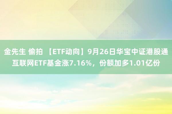 金先生 偷拍 【ETF动向】9月26日华宝中证港股通互联网ETF基金涨7.16%，份额加多1.01亿份