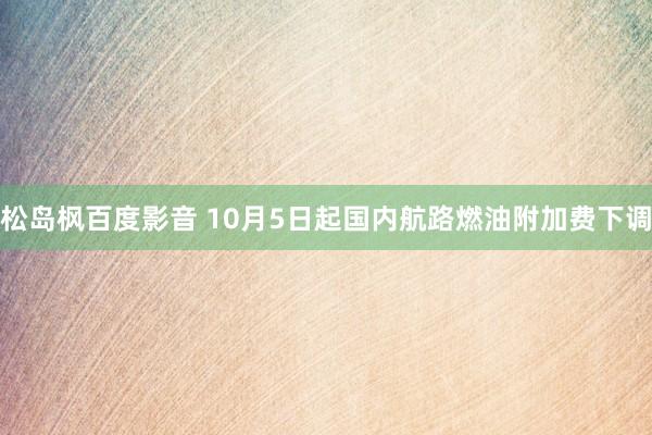 松岛枫百度影音 10月5日起国内航路燃油附加费下调