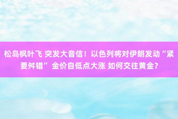 松岛枫叶飞 突发大音信！以色列将对伊朗发动“紧要舛错” 金价自低点大涨 如何交往黄金？