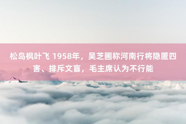 松岛枫叶飞 1958年，吴芝圃称河南行将隐匿四害、排斥文盲，毛主席认为不行能