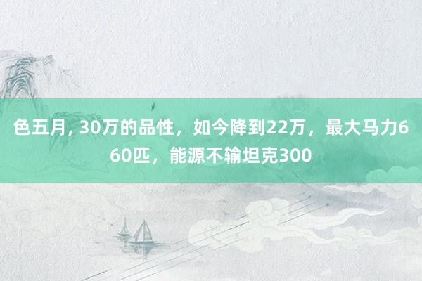 色五月， 30万的品性，如今降到22万，最大马力660匹，能源不输坦克300