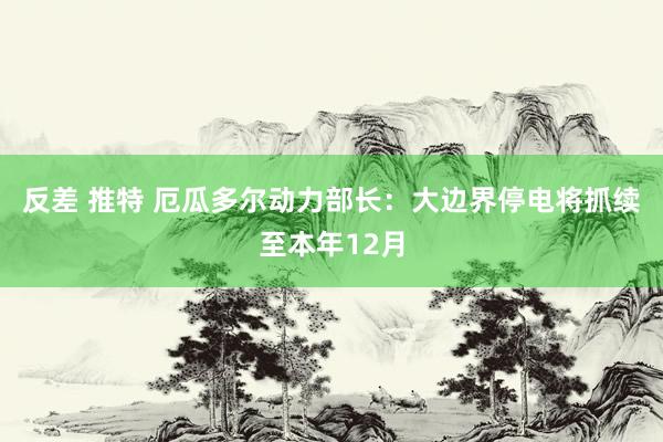 反差 推特 厄瓜多尔动力部长：大边界停电将抓续至本年12月