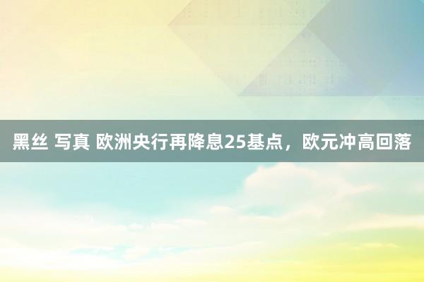 黑丝 写真 欧洲央行再降息25基点，欧元冲高回落