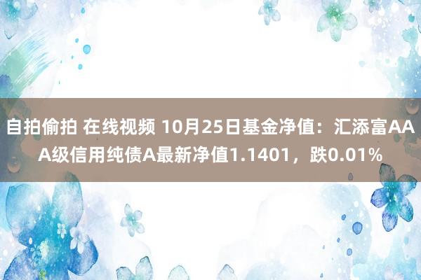 自拍偷拍 在线视频 10月25日基金净值：汇添富AAA级信用纯债A最新净值1.1401，跌0.01%