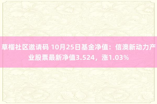 草榴社区邀请码 10月25日基金净值：信澳新动力产业股票最新净值3.524，涨1.03%