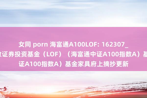 女同 porn 海富通A100LOF: 162307_海富通中证A100指数证券投资基金（LOF）（海富通中证A100指数A）基金家具府上摘抄更新