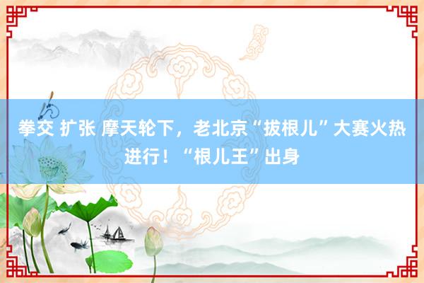 拳交 扩张 摩天轮下，老北京“拔根儿”大赛火热进行！“根儿王”出身