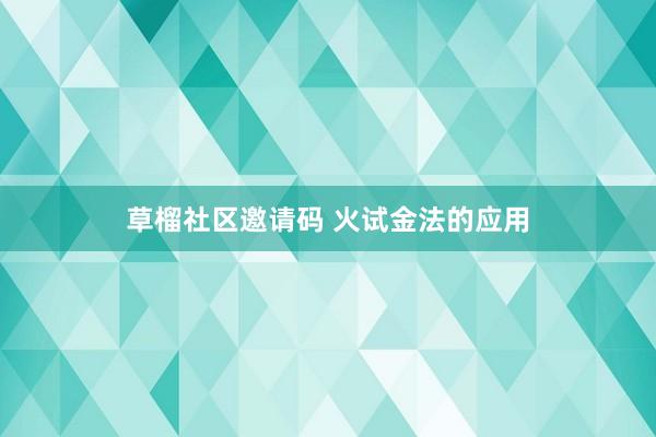 草榴社区邀请码 火试金法的应用