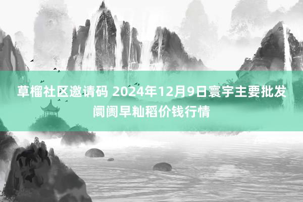 草榴社区邀请码 2024年12月9日寰宇主要批发阛阓早籼稻价钱行情