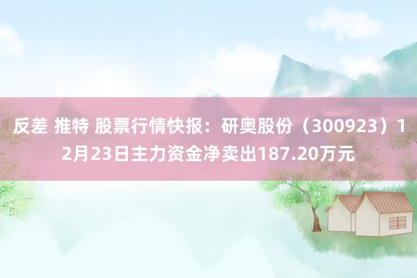 反差 推特 股票行情快报：研奥股份（300923）12月23日主力资金净卖出187.20万元