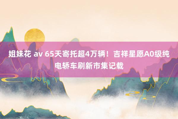 姐妹花 av 65天寄托超4万辆！吉祥星愿A0级纯电轿车刷新市集记载