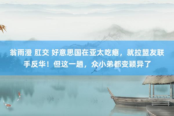 翁雨澄 肛交 好意思国在亚太吃瘪，就拉盟友联手反华！但这一趟，众小弟都变颖异了