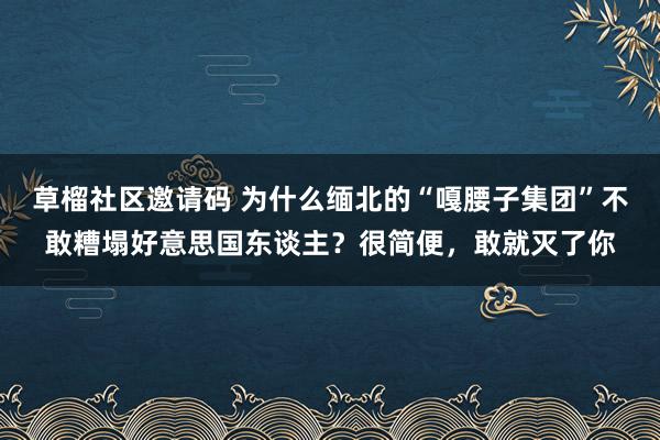 草榴社区邀请码 为什么缅北的“嘎腰子集团”不敢糟塌好意思国东谈主？很简便，敢就灭了你