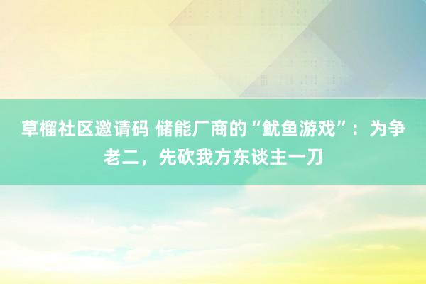 草榴社区邀请码 储能厂商的“鱿鱼游戏”：为争老二，先砍我方东谈主一刀