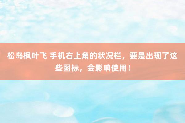 松岛枫叶飞 手机右上角的状况栏，要是出现了这些图标，会影响使用！